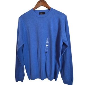 Piombo Mens Lambswool Sweater Large Crew Neck Long Sleeve Blue New with Tags